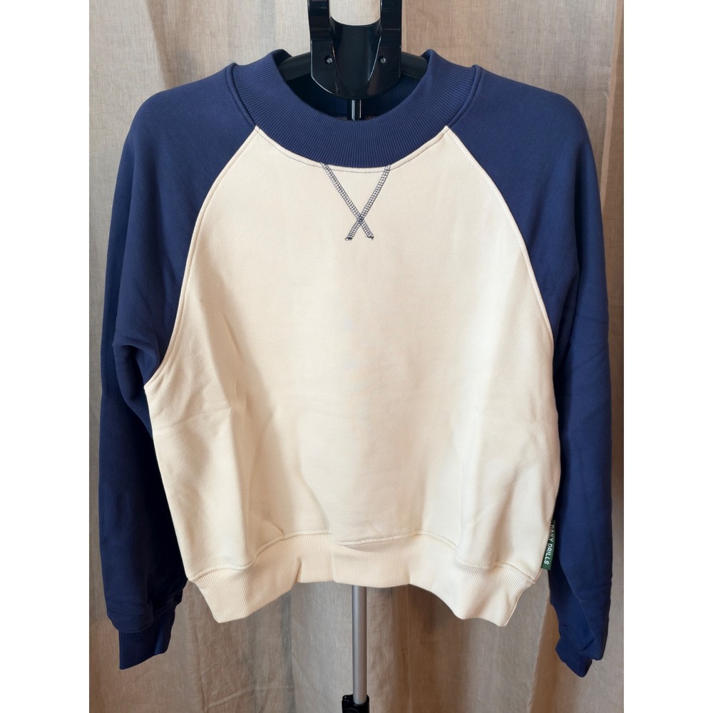 Daily Drills Heavyweight Vintage Raglan Crew Women's XS/S Sand/Navy NWT